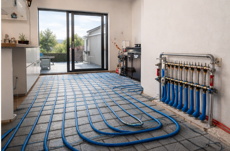 Installation av golvvärme i villa