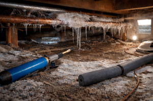 fruset vattenrör i villa nära Lövholmen